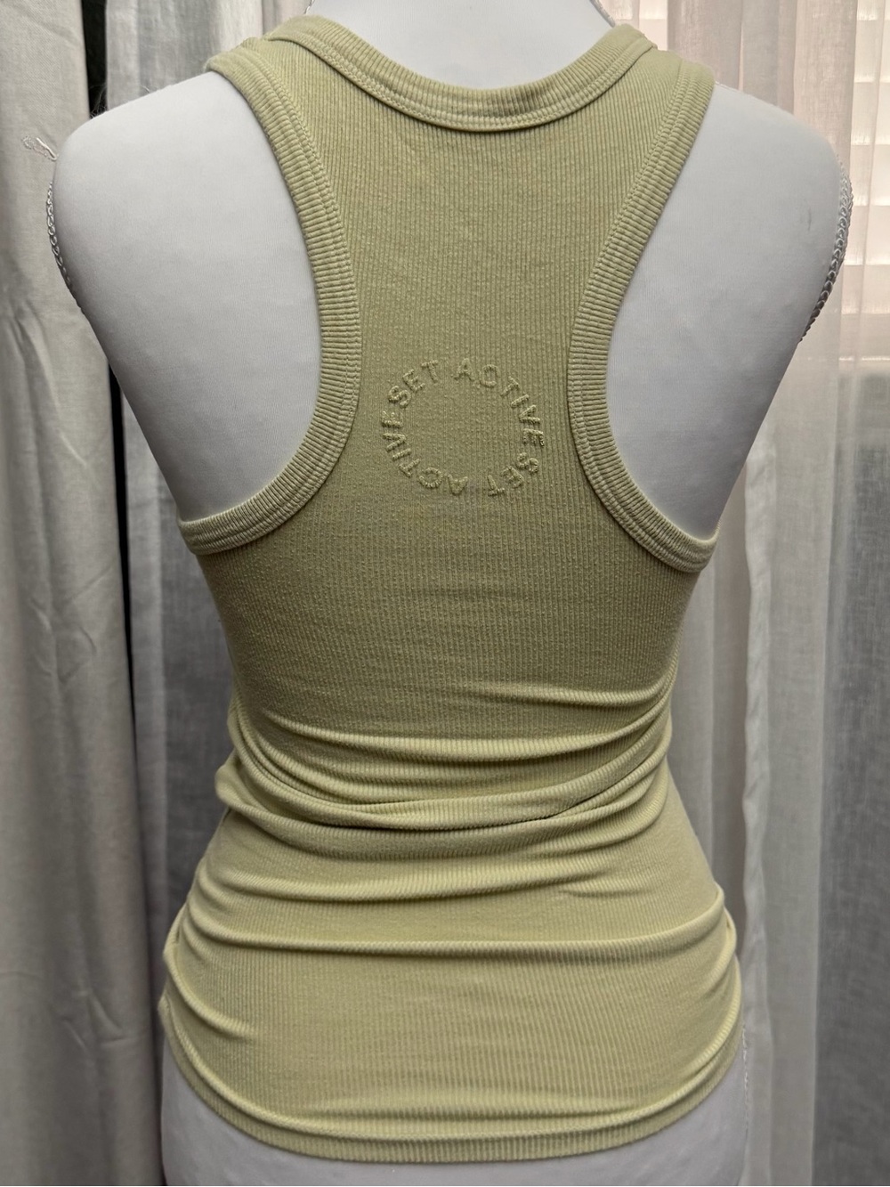 SET Active Ribbed Racerback Tank - Pale Olive Size XS